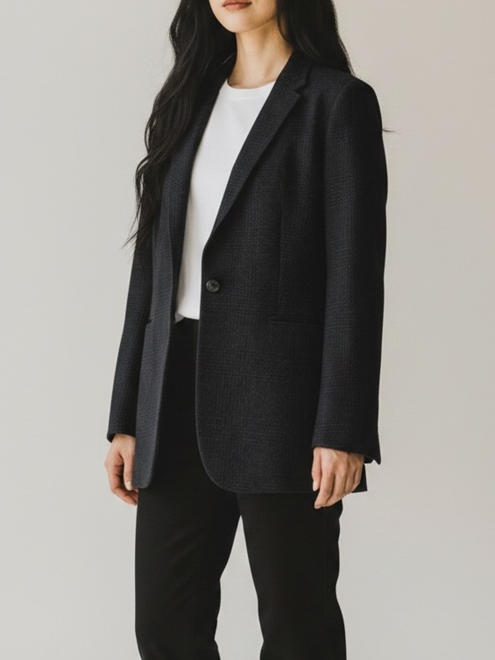 Massimo Dutti Women's Wool Charcoal Grey Textured Blazer Size 8